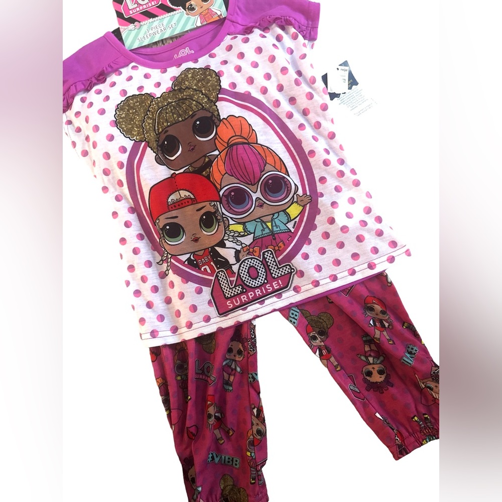 NWT Girls LOL Surprise‎ Doll 3pc Sleepwear Set size 4